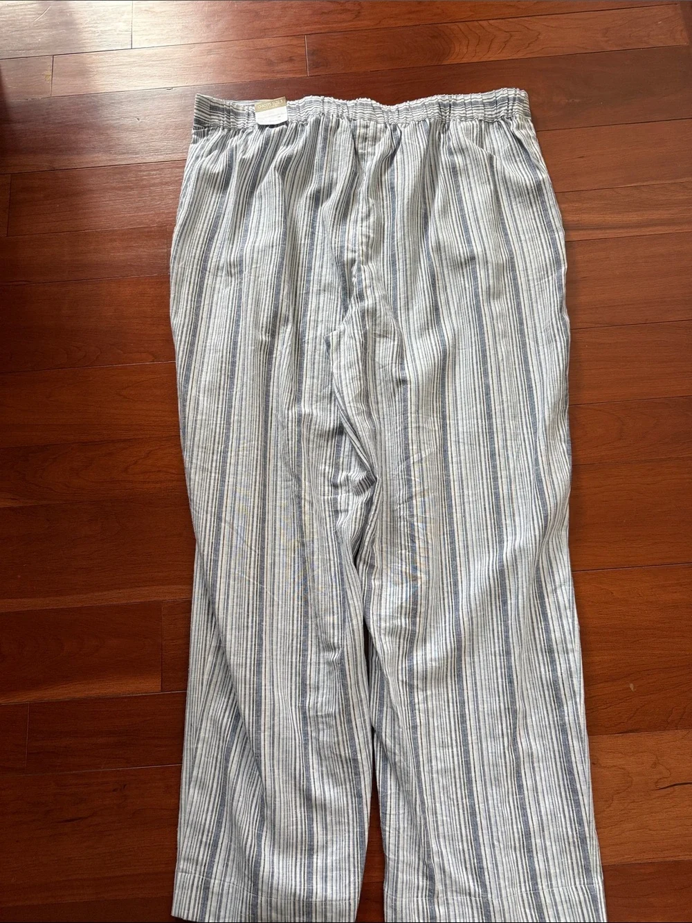 Women Light Blue & White Stripe Casual Pants